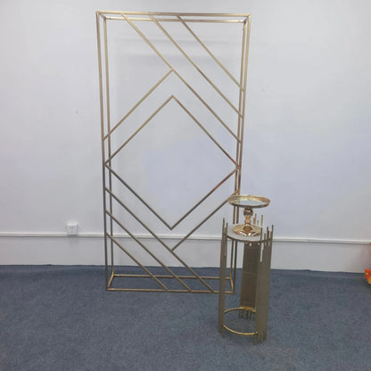 3D Shiny Gold Geometric Wedding Arch Backdrop