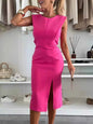 Full Size Slit Round Neck Sleeveless Dress Plus Size