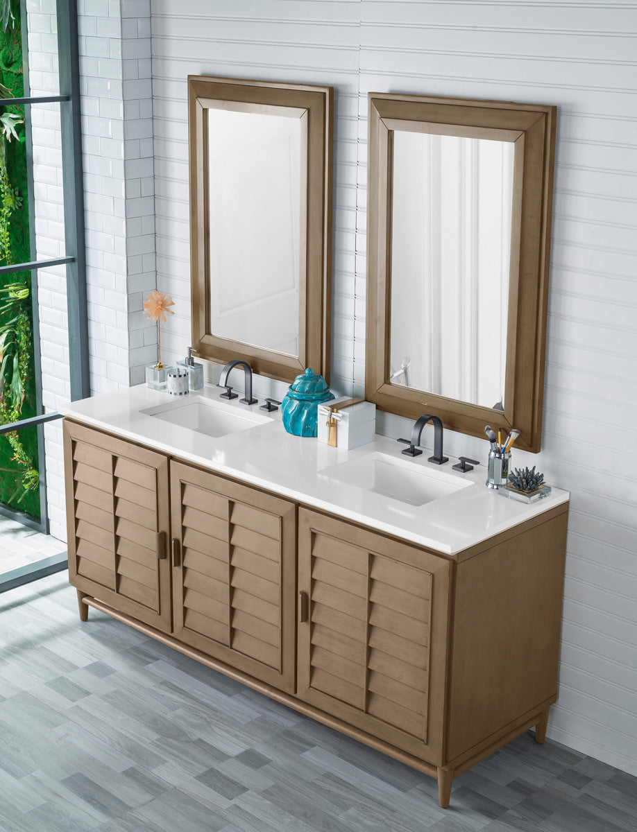 Portland 72" Double Vanity Cabinet, Whitewashed Walnut