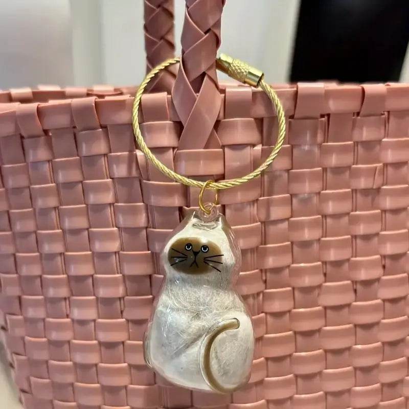 Cat Fur Memorial Keychain Transparent Pet Hair Keepsake Pendant