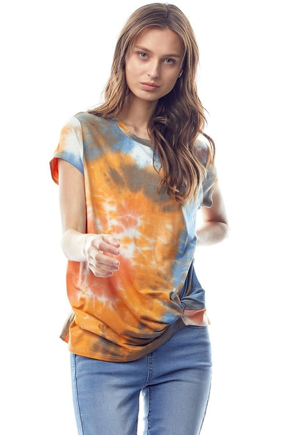 Tie-Dye Twist Front Short Sleeve Top | Apparel | Kitchen + Metal