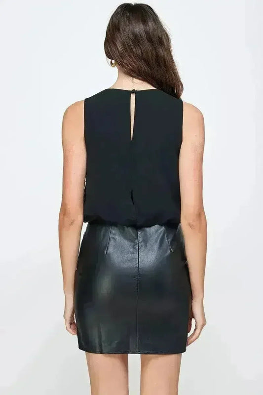 Sleeveless Textured Shift Dress – Modern Glamour