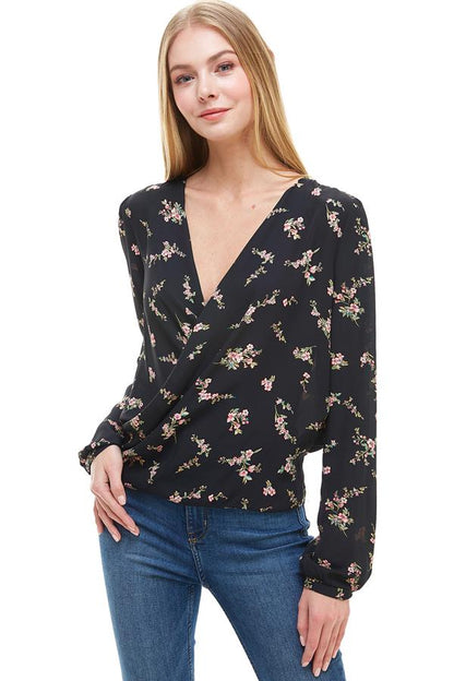 Long Sleeve Surplice Floral Top | Apparel | Kitchen + Metal