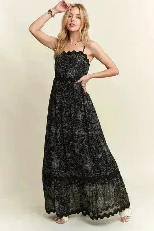 Floral Maxi Cami Dress – Adjustable Straps & Flowy Silhouette