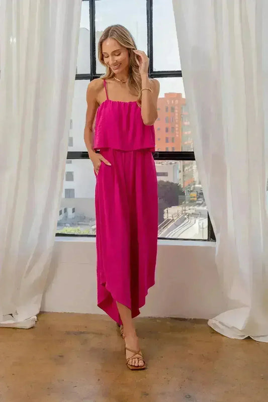 Sleeveless Wide Leg Jumpsuit | Polyester Jumpsuit | Sizes S-3XL