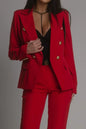 Full Size Plus Size Blazer Pantsuit with Lapel Collar and Long Sleeves