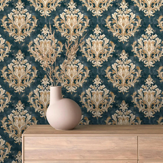 Gilded Teal Manor Damask