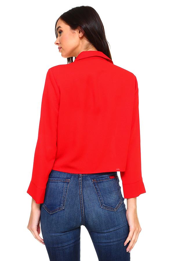 Solid Button Down Tie Front Blouse | Apparel | Kitchen + Metal