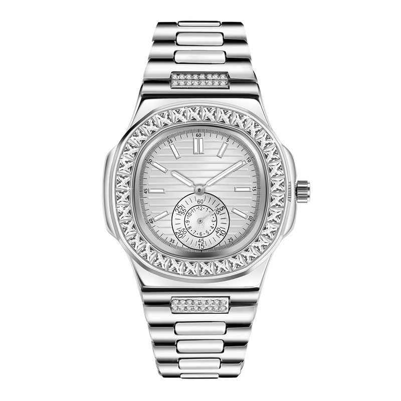 Men's Diamond Watches Fashion Alloy Band Gift Timepieces