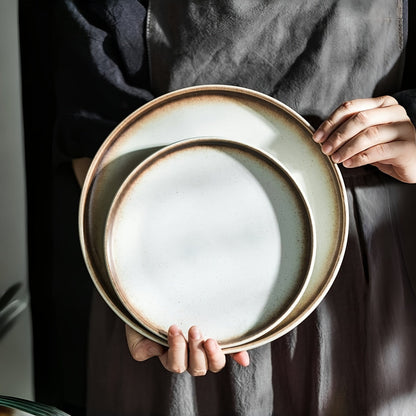 4Piece Mocha Gold 8Inch Ceramic Dinner Plate Set