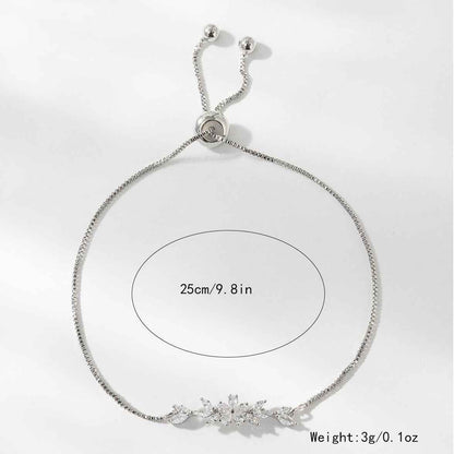 Zircon Flower Leaf Bracelet - Silver & Gold-plated Design for Women's Daily and Holiday Wear