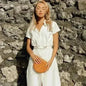 ARYA Safari Linen Midi Dress In Off White