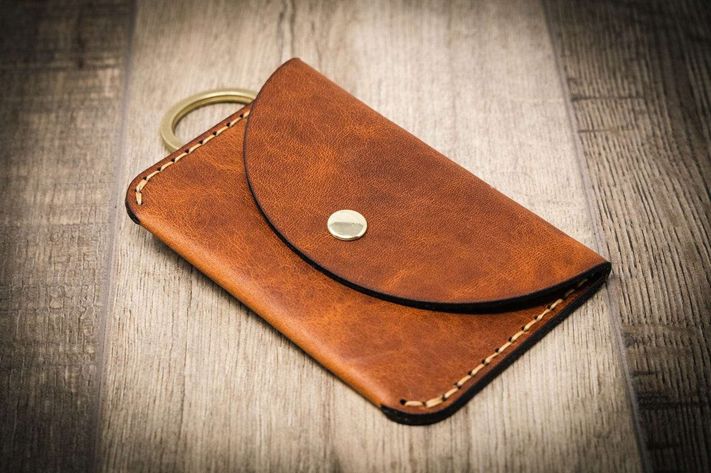 The Richmond Leather Keychain Wallet in Chestnut Brown