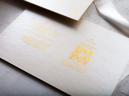 Ivory and Gold Embossed Wedding Invitations