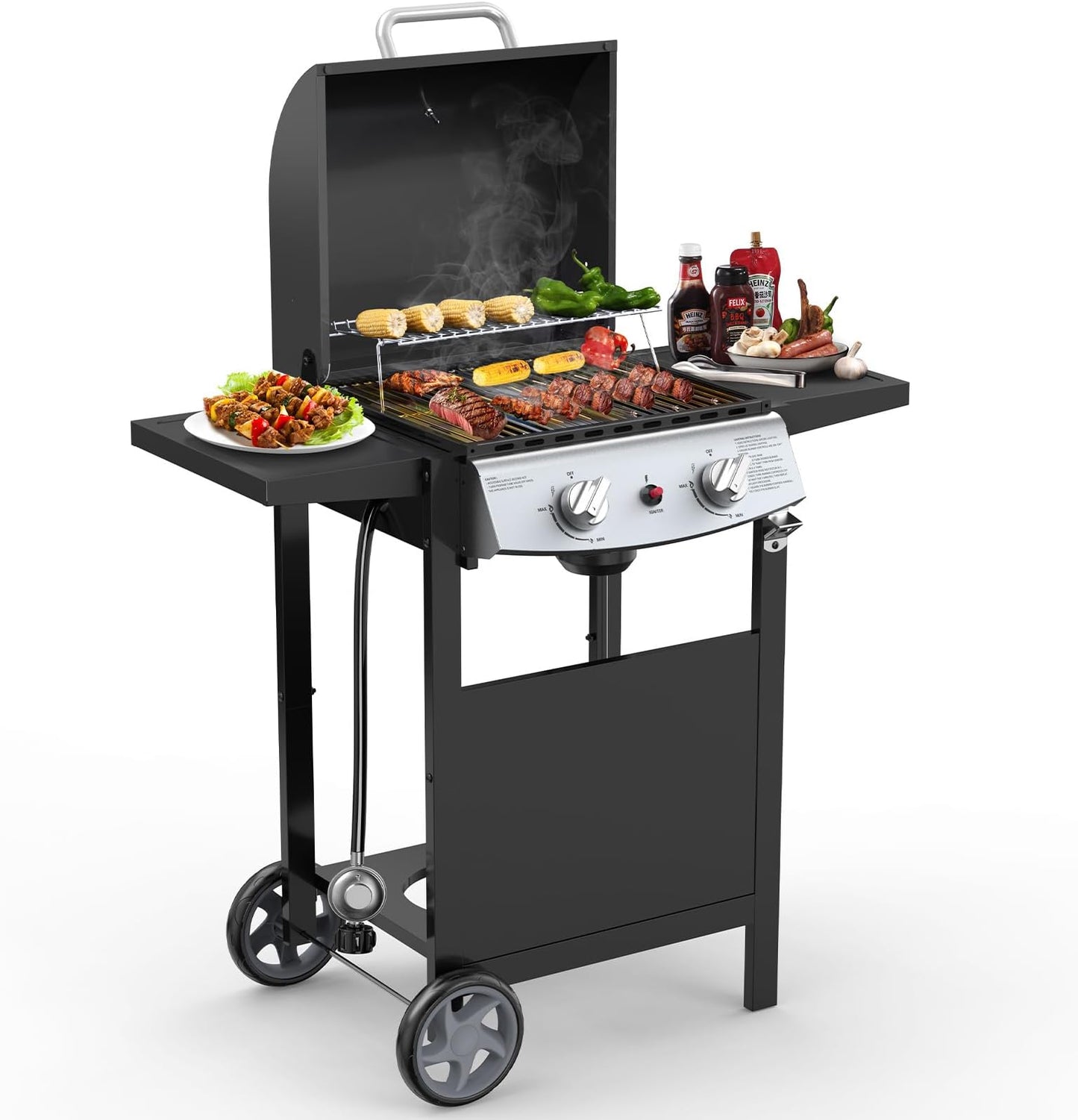 3 & 4-Burner Propane Gas Grills with Side Burners, for Outdoor Cooking, BBQ, Patio, Camping