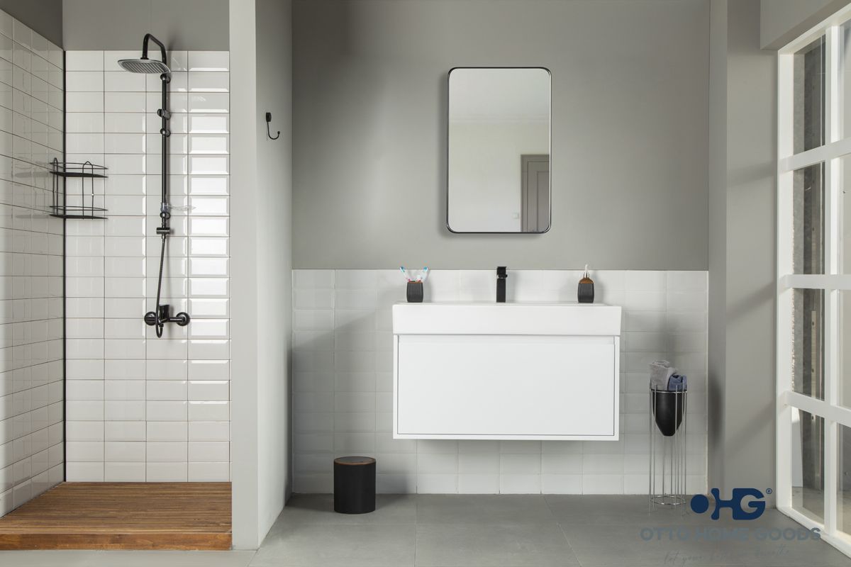 Gala 39" White Floating Bathroom Vanity with Porcelain Top & Hidden Drawer