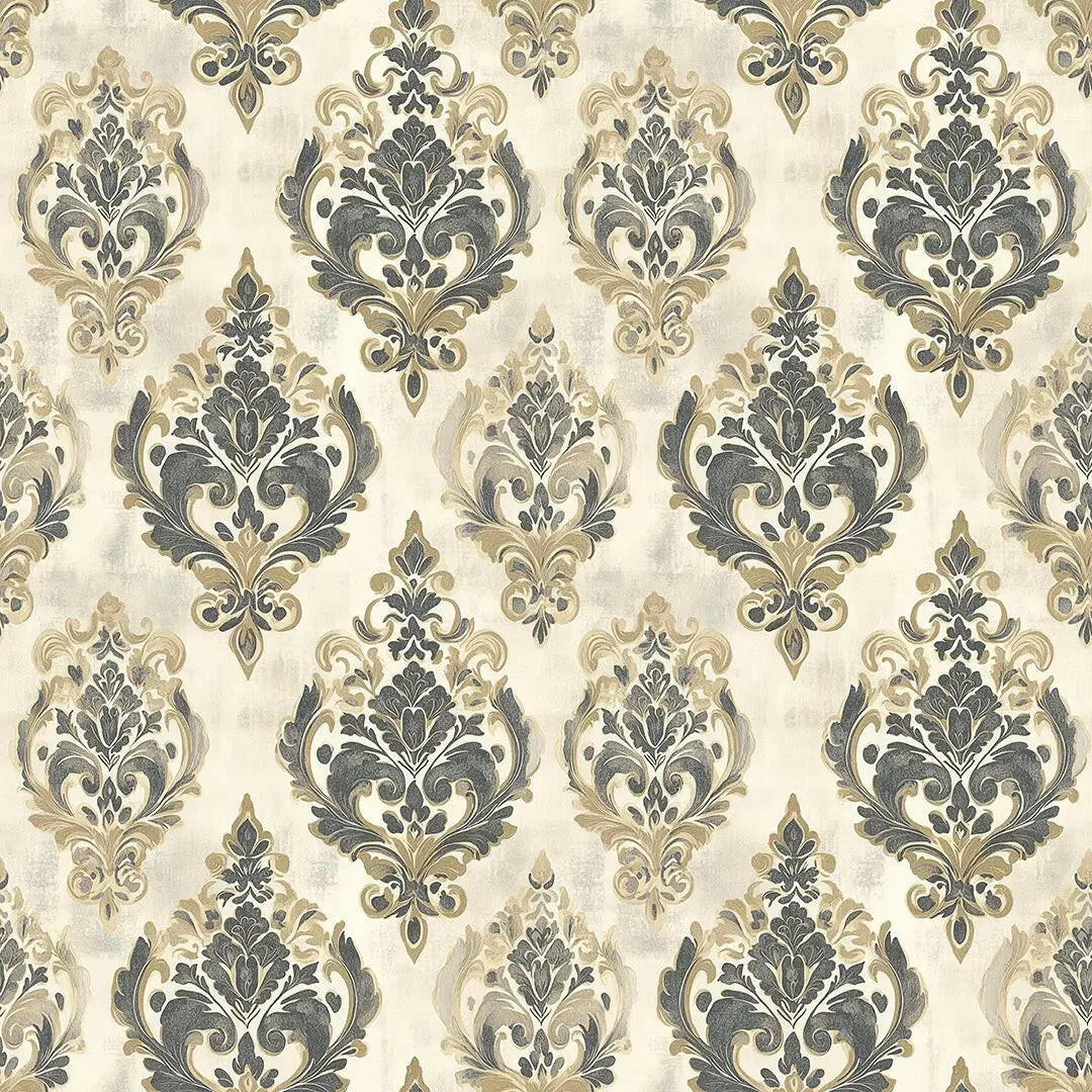 Gilded Slate Manor Damask