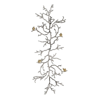 44" Silver And Gold Aluminum Branches And Birds Hanging Dimensional | Kitchen + Metal