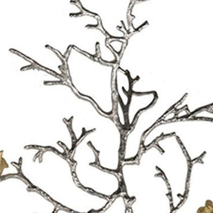 44" Silver And Gold Aluminum Branches And Birds Hanging Dimensional | Kitchen + Metal