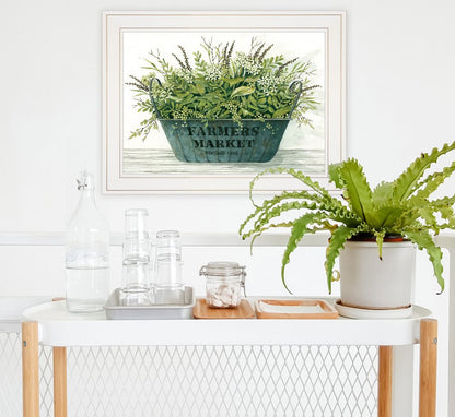 Farm Market White Framed Print Wall Art | Home Decor | Kitchen + Metal