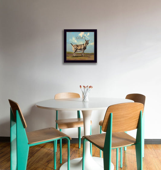 Gracey the Goat Black Framed Print Wall Art | Home Decor | Kitchen + Metal