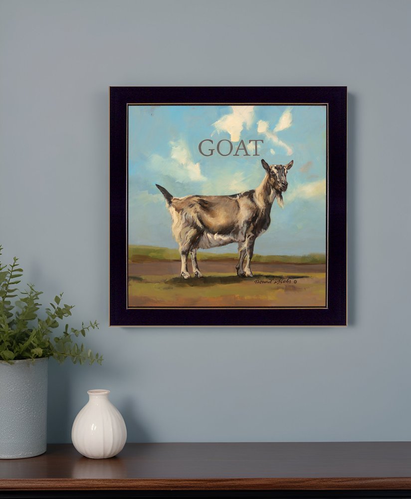 Gracey the Goat Black Framed Print Wall Art | Home Decor | Kitchen + Metal