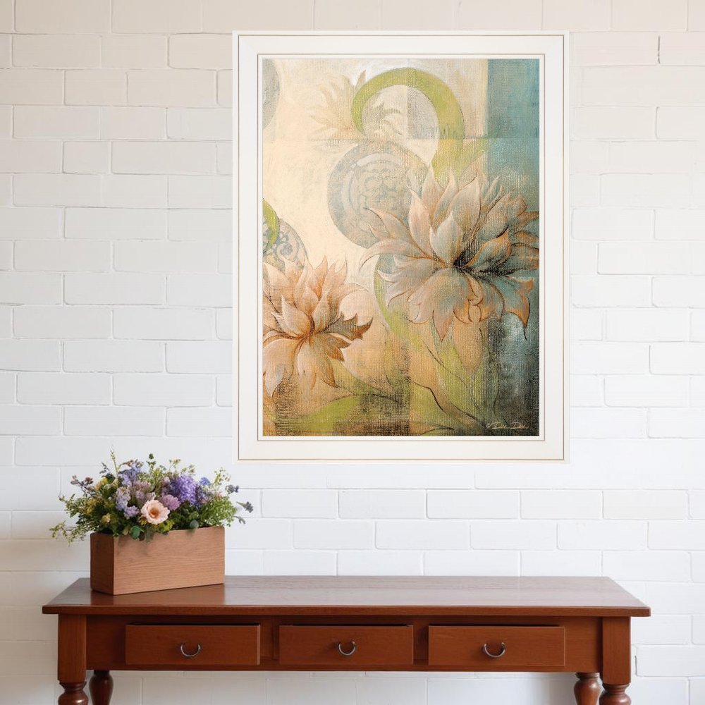 Meandering Flowers II 1 White Framed Print Wall Art | Home Decor | Kitchen + Metal