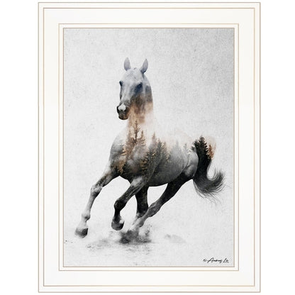 Framed artwork of a horse running with a blurred effect
