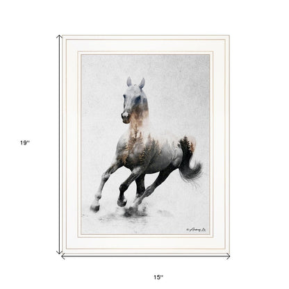 Framed artwork of a horse running on a white background