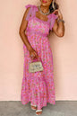 Green Floral Lace Tied Strap Empire Waist Maxi Dress