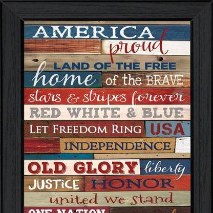 America Proud 1 Black Framed Print Wall Art | Home Decor | Kitchen + Metal