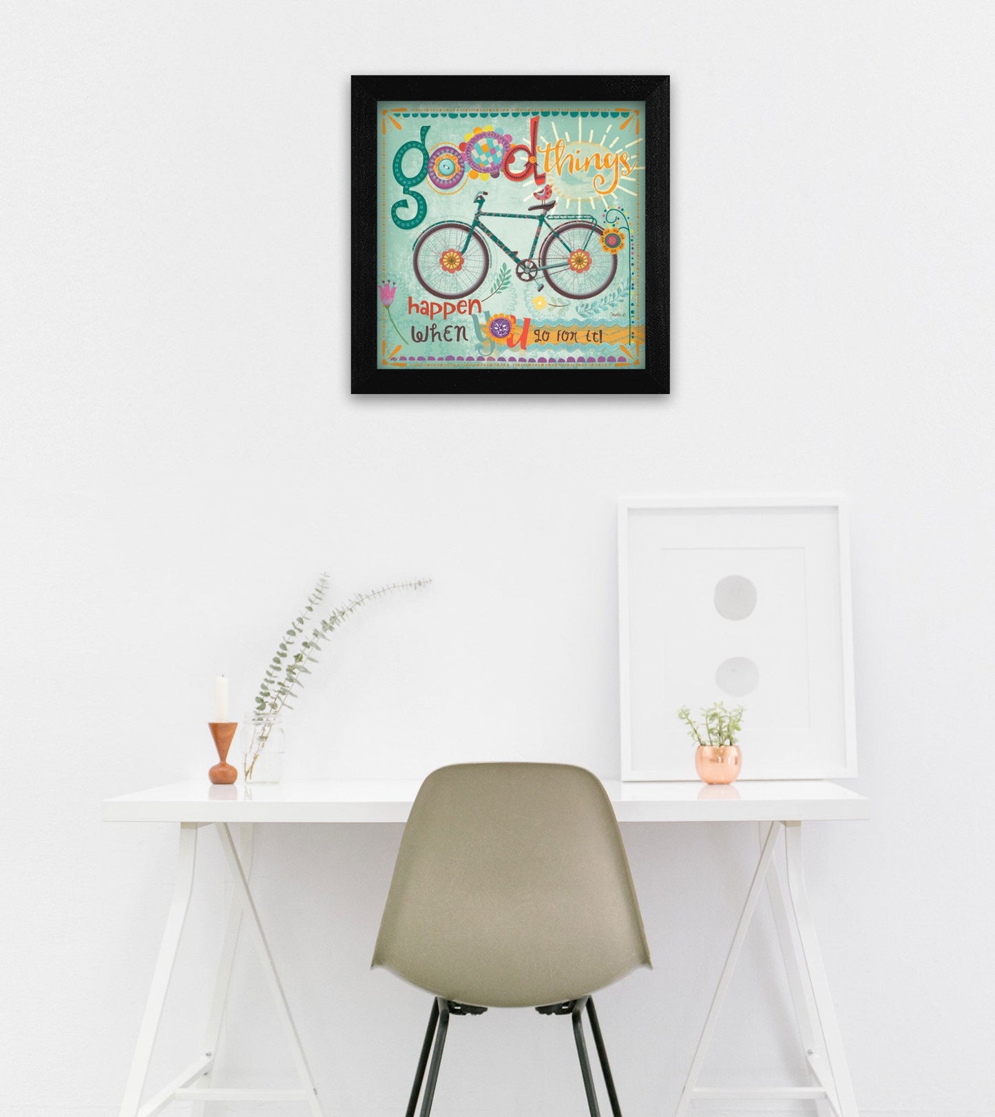 Good Things Happen Black Framed Print Wall Art