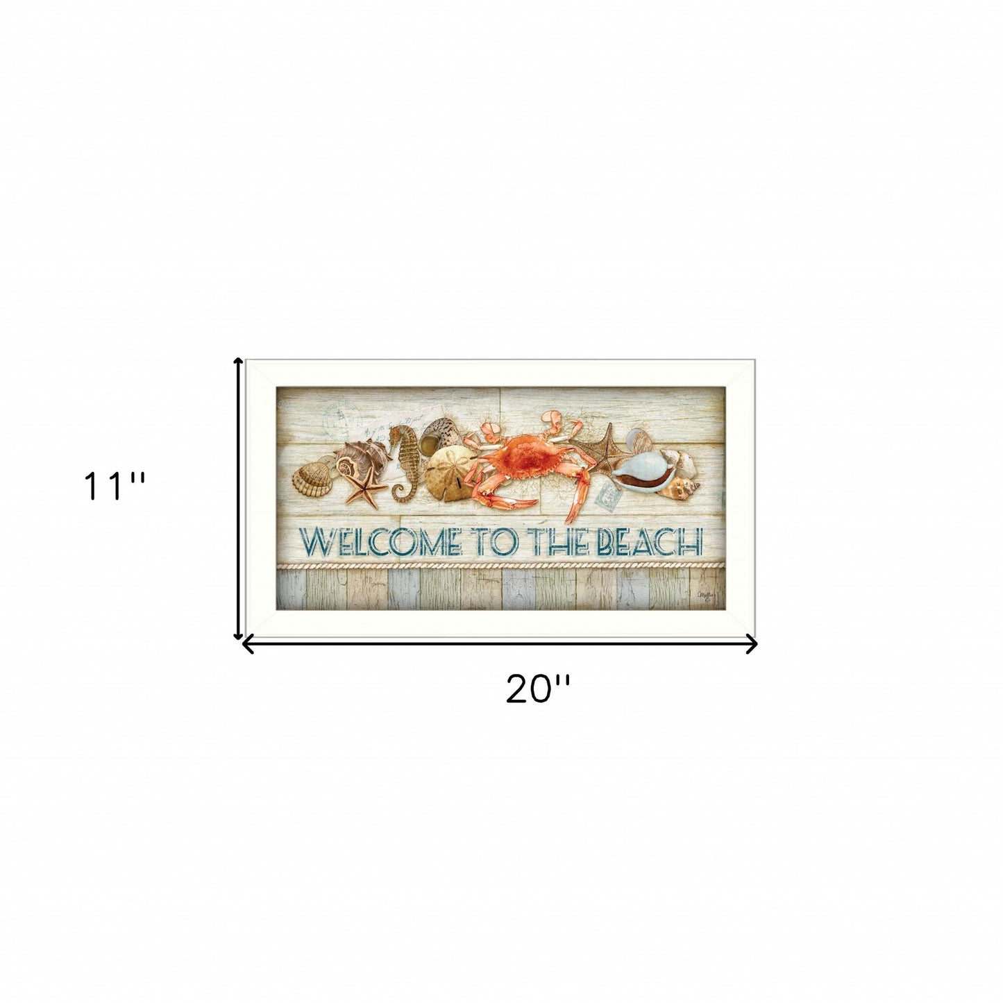 Welcome to the Beach White Framed Print Wall Art