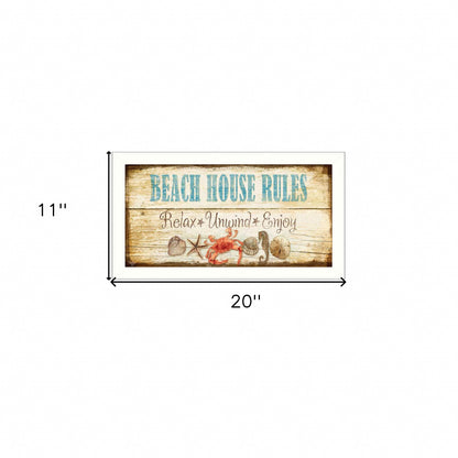 Beach House Rules White Framed Print Wall Art