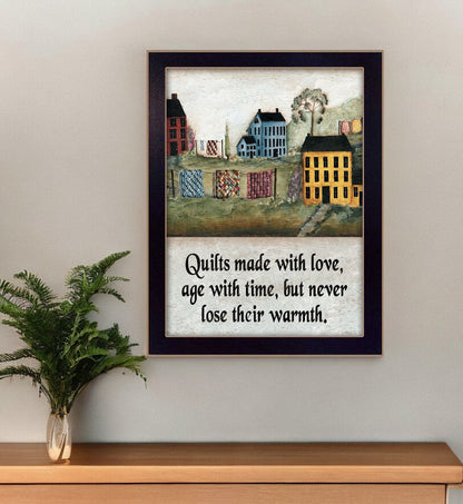 Quilts Made With Love Black Framed Print Wall Art