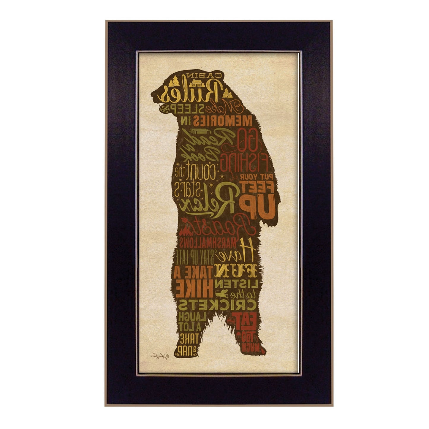 Cabin Rules 2 Black Framed Print Wall Art