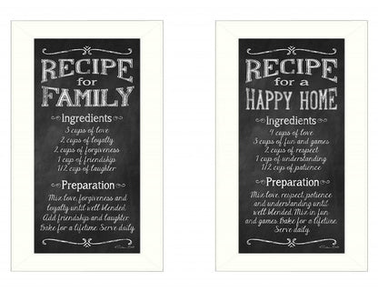 Set Of Two Family Recipe White Framed Print Wall Art