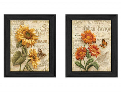 Set Of Two Flowers 2 Black Framed Print Wall Art