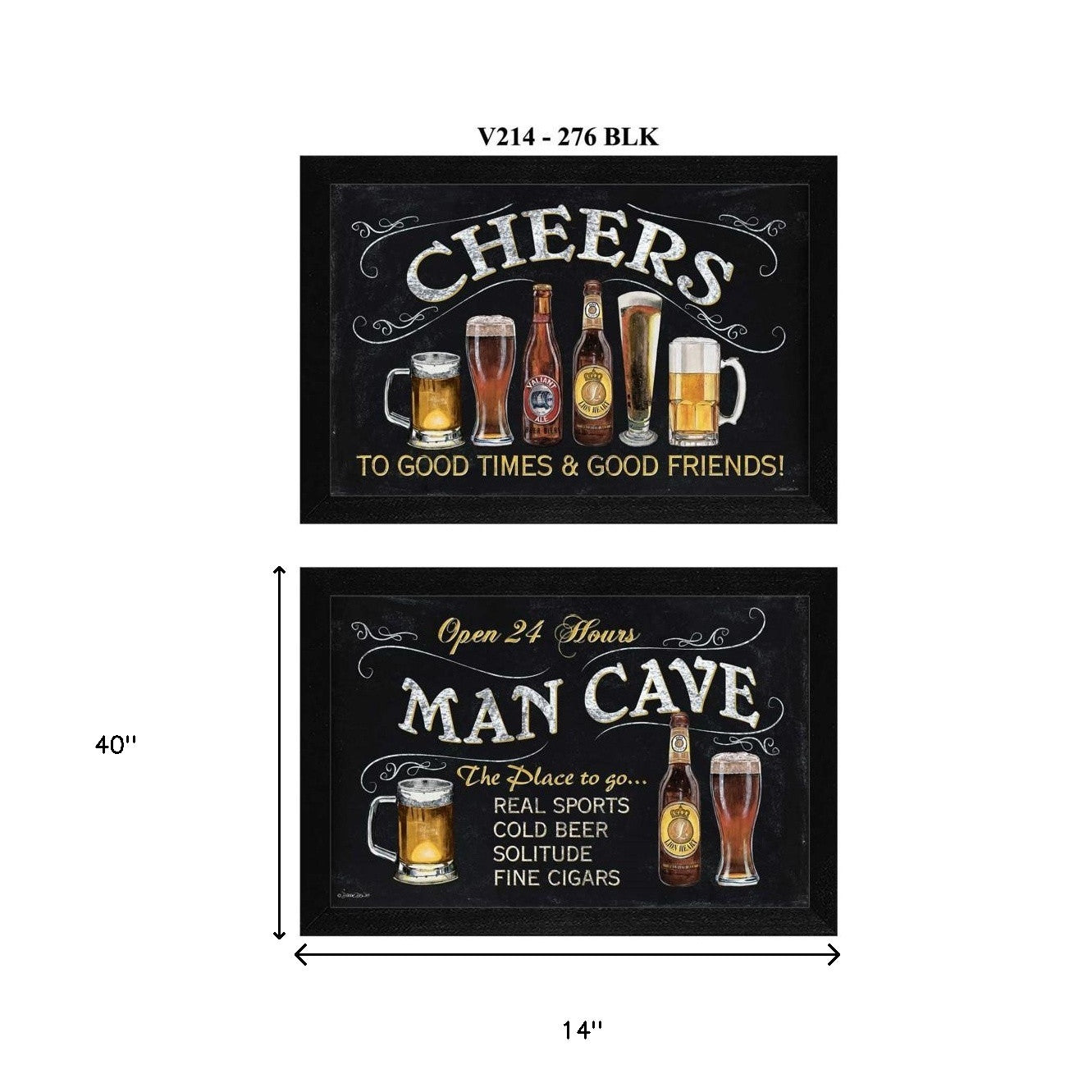 Set Of Two Cheers Black Framed Print Kitchen Wall Art