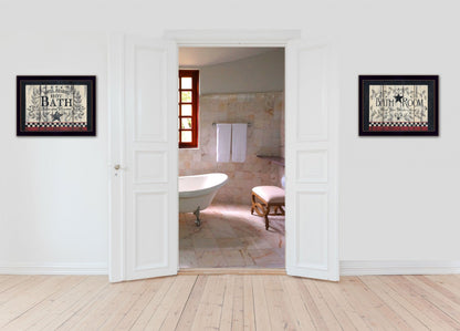 Set Of Two Hot Bath 9 Black Framed Print Wall Art