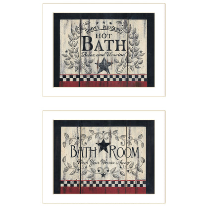 Set Of Two Hot Bath 10 White Framed Print Wall Art