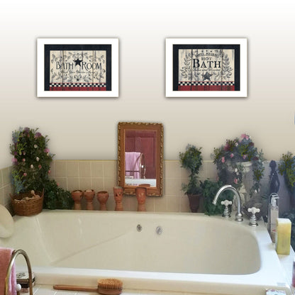 Set Of Two Hot Bath 3 White Framed Print Wall Art