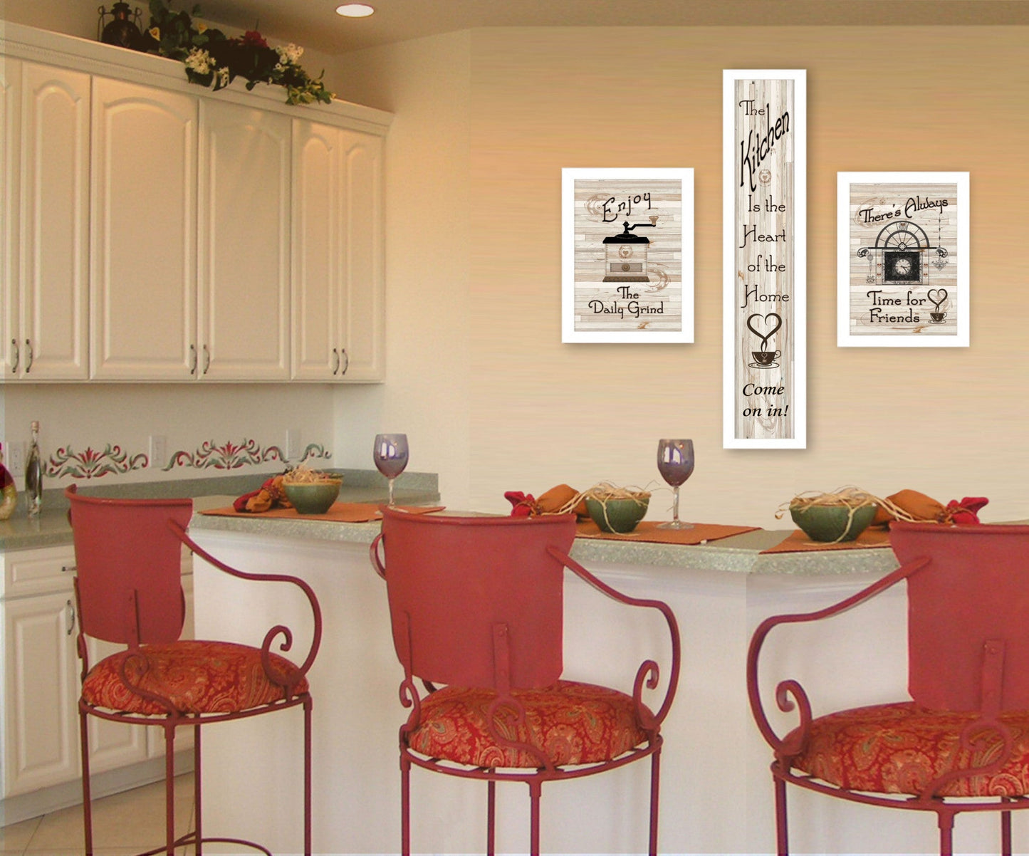 Set Of Three The Kitchen Collection I 3 Black Framed Print Kitchen Wall Art