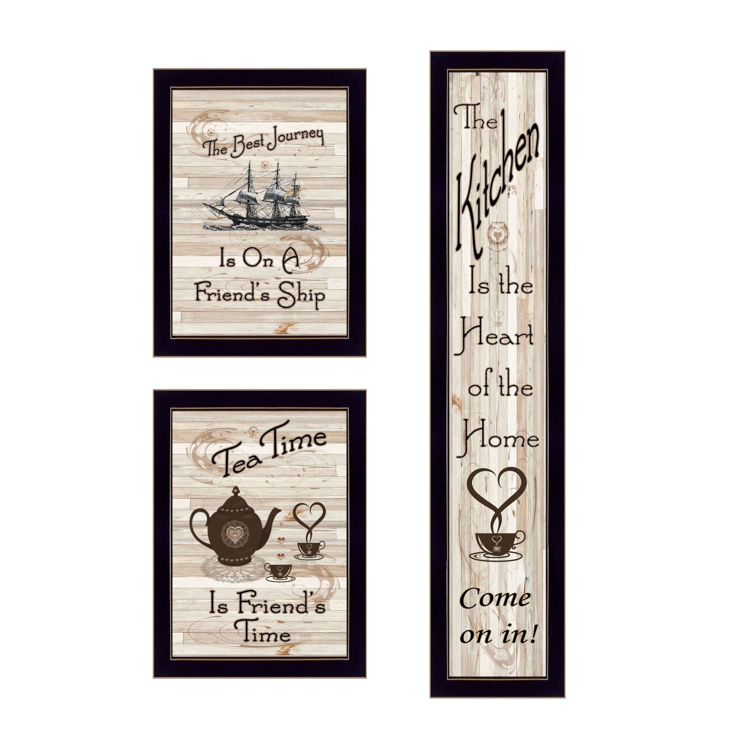Set Of Three The Kitchen Collection Ii 2 Black Framed Print Kitchen Wall Art