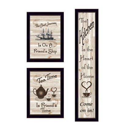 Set Of Three The Kitchen Collection Ii 2 Black Framed Print Kitchen Wall Art