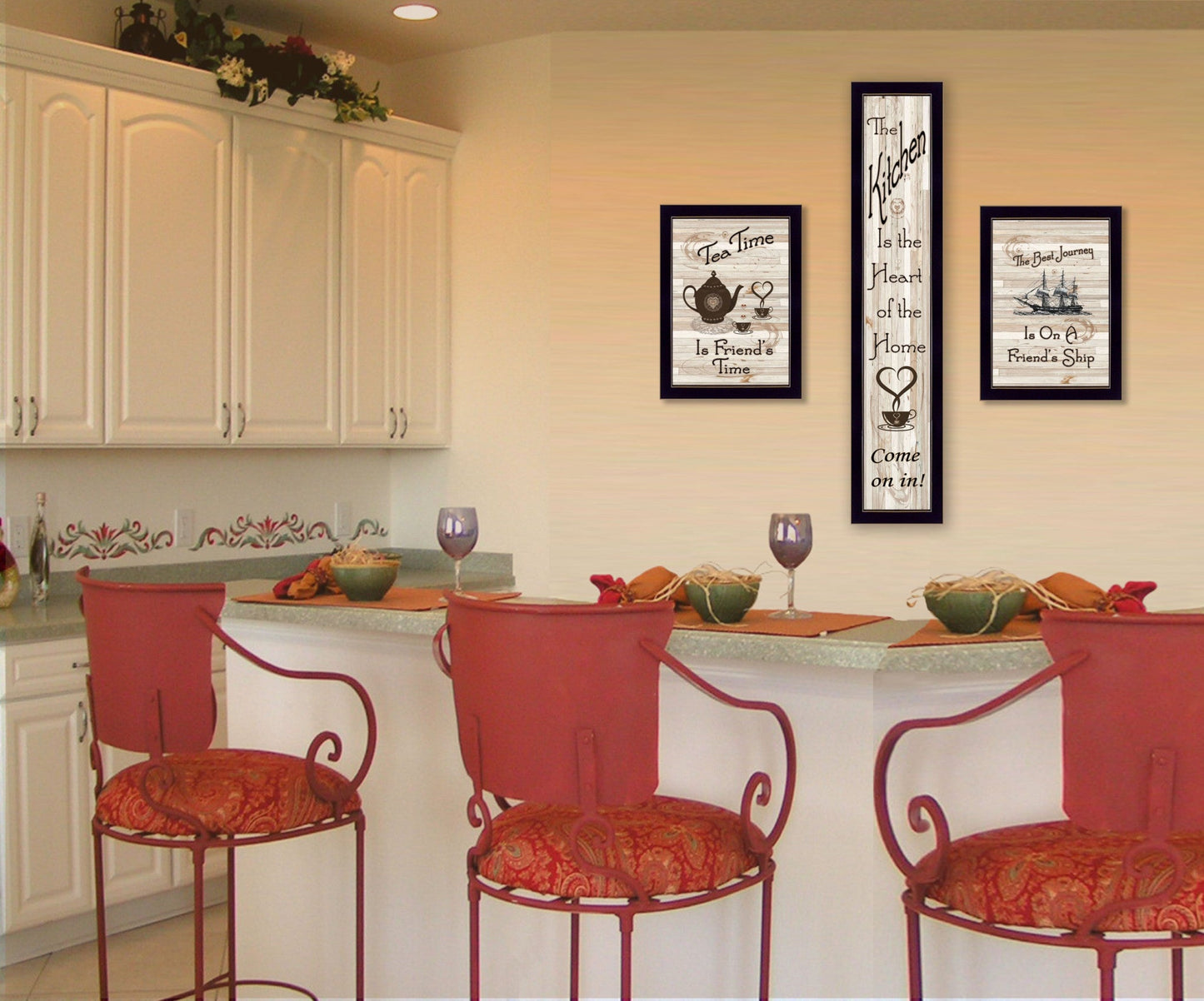 Set Of Three The Kitchen Collection Ii 2 Black Framed Print Kitchen Wall Art