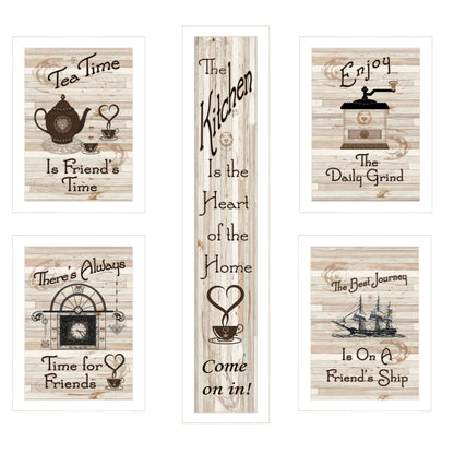 Set Of Five Kitchen Friendship 2 Black Framed Print Kitchen Wall Art