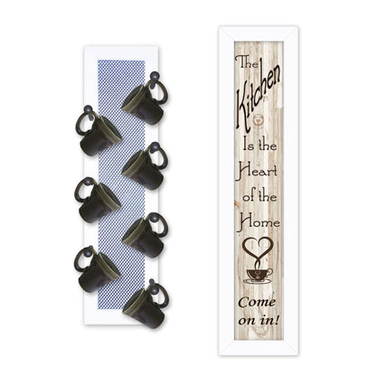 Set Of Two Come On In With Seven Peg Mug Rack 2 Black Framed Print Wall Art