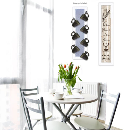 Set Of Two Come On In With Seven Peg Mug Rack 2 Black Framed Print Wall Art