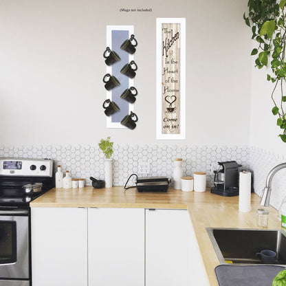 Set Of Two Come On In With Seven Peg Mug Rack 2 Black Framed Print Wall Art